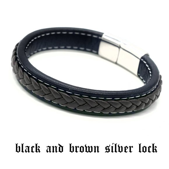 2️⃣  FOR  1️⃣  Mens leather bracelet with easy lock. - Picture 3 of 9